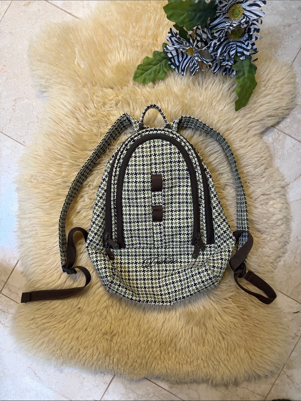 Houndstooth Pattern Green and Black Women's Dakine Backpack